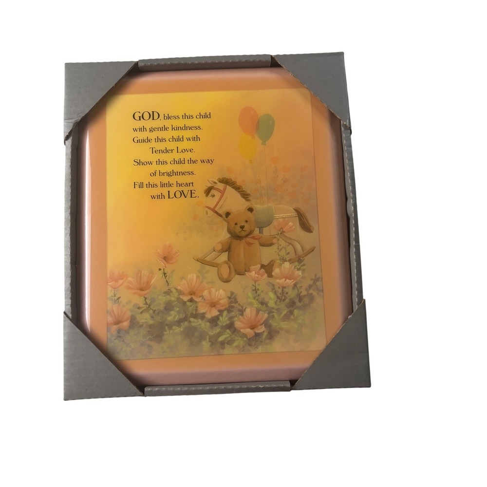 God Bless This Child Resin‎ Nursery Wall Plaque Teddy Bear Horse Religious
